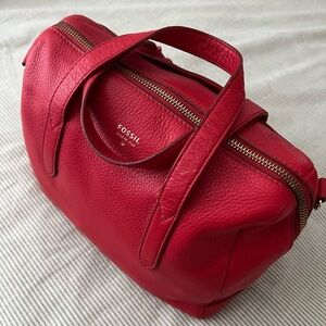 Fossil Sydney Crossbody Satchel in Red